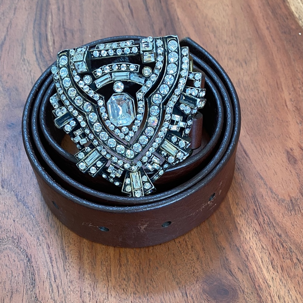 B-Low the Belt Y2K Brown Belt with Silver Embellishments